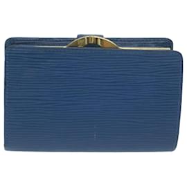 Louis Vuitton-Carteira LOUIS VUITTON Epi Portefeuille Viennois Toledo Azul M63245 Autenticação11373-Outro