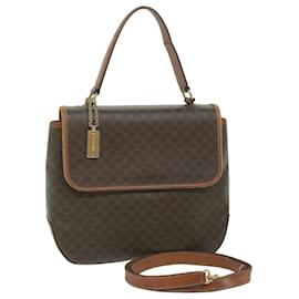 Céline-CELINE Macadam Canvas Hand Bag PVC Leather 2way Brown Auth 62941-Brown