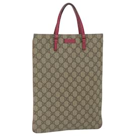 Gucci-GUCCI GG Supreme Hand Bag PVC Leather Beige 117551 Auth hk1054-Beige
