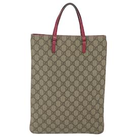 Gucci-GUCCI GG Supreme Hand Bag PVC Leather Beige 117551 Auth hk1054-Beige