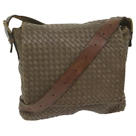 Autre Marque-BOTTEGAVENETA INTRECCIATO Shoulder Bag Leather Brown Auth hk1015-Brown