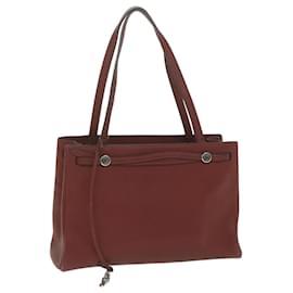 Hermès-HERMES Cabana Tote Bag Leather Red Auth ar11227-Red