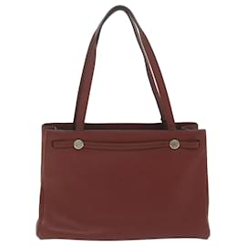 Hermès-HERMES Cabana Tote Bag Leather Red Auth ar11227-Red