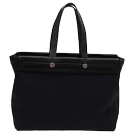 Hermès-HERMES Herbag Cabas GM Tote Bag Canvas Black Auth bs10921-Black
