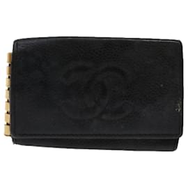 Chanel-Cartera CHANEL Cuero 6Establecer autenticación CC en negro y rosa11252-Negro,Rosa