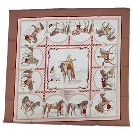 Hermès HERMES CARRE 90 CHEVAUX ARABES Schal Seide Braun Auth am5302 Braun