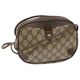 Gucci-GUCCI GG Canvas Web Sherry Line Shoulder Bag PVC Beige Red Green Auth 63765-Red,Beige,Green