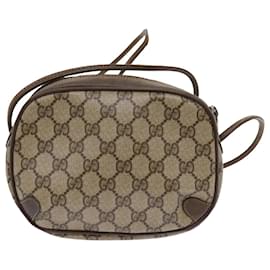 Gucci-GUCCI GG Canvas Web Sherry Line Shoulder Bag PVC Beige Red Green Auth 63765-Red,Beige,Green