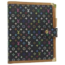 Louis Vuitton-LOUIS VUITTON Multicolor Agenda GM Day Planner Cover Noir R20893 Auth yk10093UNE-Noir
