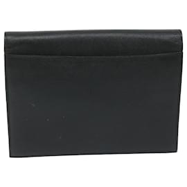 Saint Laurent-SAINT LAURENT Clutch Bag Leather Black Auth 63837-Black