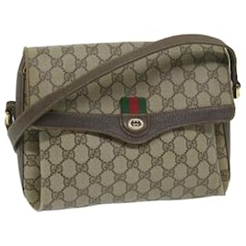 Gucci-GUCCI GG Supreme Web Sherry Line Shoulder Bag Beige Red 904 02 084 Auth ep2885-Red,Beige