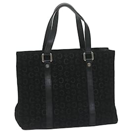 Céline-CELINE C Bolsa de mão em lona macadame preta Auth ep2899-Preto