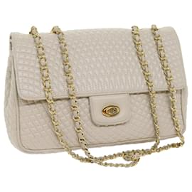 Bally-BALLY Chain Quilted Shoulder Bag Leather Beige Auth am5593-Beige