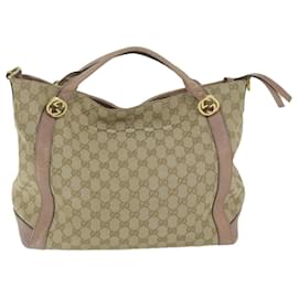 Gucci-GUCCI GG Canvas Japan Exclusive Shoulder Bag 2way Beige Pink 323675 Auth ki4013-Pink,Beige