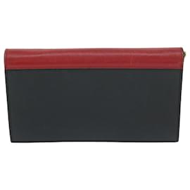 Céline-CELINE Chain Wallet Leather Red Auth ep2918-Red