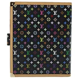 Louis Vuitton-LOUIS VUITTON Multicolor Agenda GM Day Planner Cover Noir R20893 Auth FM3102UNE-Noir