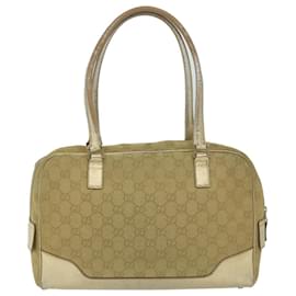 Gucci-GUCCI GG Canvas Hand Bag Gold 002 1115 auth 63320-Golden