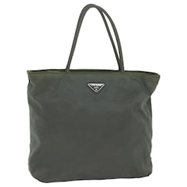 Prada-PRADA Hand Bag Nylon Khaki Auth 63982-Khaki