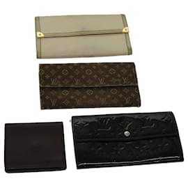 Louis Vuitton-LOUIS VUITTON Monogram Vernis Mini Rin Taiga Wallet 4Set Brown LV Auth bs10465-Brown,Beige