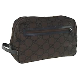 Gucci-GUCCI GG Canvas Clutch Bag Dark Brown 112253 auth 62829-Dark brown