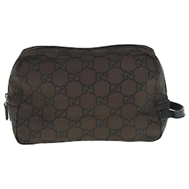 Gucci-GUCCI GG Canvas Clutch Bag Dark Brown 112253 auth 62829-Dark brown