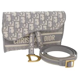 Christian Dior-Christian Dior Trotter Canvas Waist bag Light Blue Auth 62916A-Light blue
