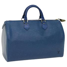 Louis Vuitton-Louis Vuitton Epi Speedy 35 Bolsa de Mão Azul Toledo M42995 Autenticação de LV 63129-Outro