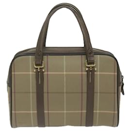 Autre Marque-Burberrys Nova Check Hand Bag Nylon Canvas Brown Auth bs11220-Brown