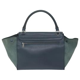 Céline-CELINE Bolso de Mano Piel Ante Azul Marino Auth hk1003-Azul marino