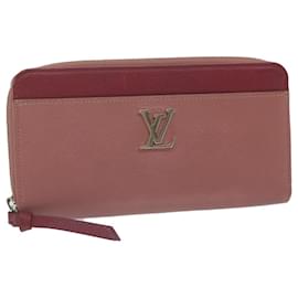 Louis Vuitton-Carteira LOUIS VUITTON Zippy Rock Me Long Couro de bezerro Rosa M62949 LV Auth hk1005-Rosa