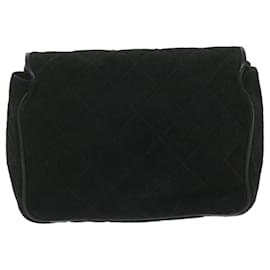Chanel-CHANEL Matelasse Chain Shoulder Bag Suede Black CC Auth bs10698-Black