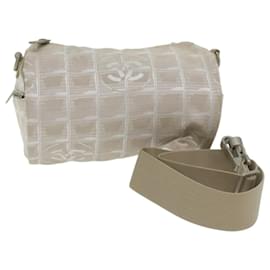Chanel-CHANEL New Travel Line Shoulder Bag Nylon Beige CC Auth ep2838-Beige