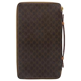 Céline-CELINE Macadam Canvas Travel Case PVC Leather Brown Auth 62670-Brown
