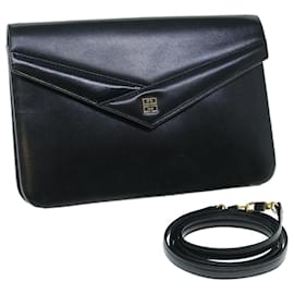 Givenchy-GIVENCHY Shoulder Bag Leather Black Auth bs11130-Black