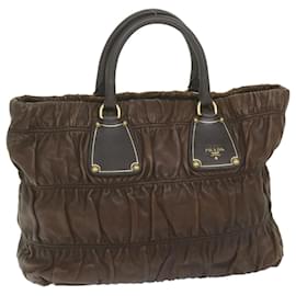 Prada-PRADA Hand Bag Leather Brown Auth bs11123-Brown