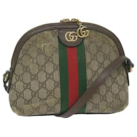 Gucci-GUCCI GG Supreme Web Sherry Line Shoulder Bag Beige Red Green 499621 auth 62469-Red,Beige,Green