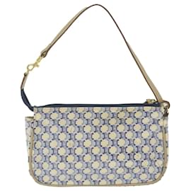 Céline-CELINE Bolsa para acessórios de lona Macadame Azul Auth ti1422-Azul