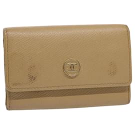Chanel-CHANEL Porta-chaves em couro bege CC Auth ti1413-Bege