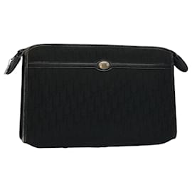 Christian Dior-Christian Dior Trotter Canvas Clutch Bag Black Auth ep2846-Black