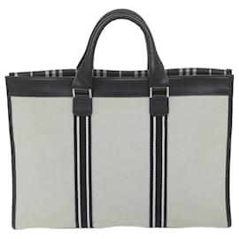 Burberry-BURBERRY Black label Business Bag Canvas Gray Auth bs11090-Grey