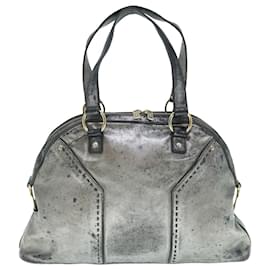 Saint Laurent-SAINT LAURENT Hand Bag Leather Silver 156464 Auth bs11121-Silvery