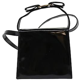 Salvatore Ferragamo-Salvatore Ferragamo Ribbon Hand Bag Patent leather 2way Black Auth ar11111-Black