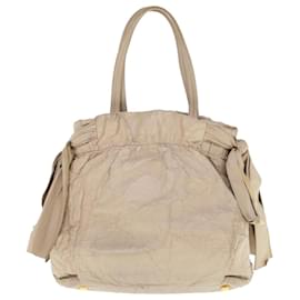 Prada-PRADA Hand Bag Leather 2way Beige Auth bs10932-Beige