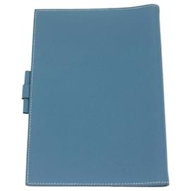Hermès-HERMES agenda Day Planner Cover Leather Blue Auth ar11141-Blue