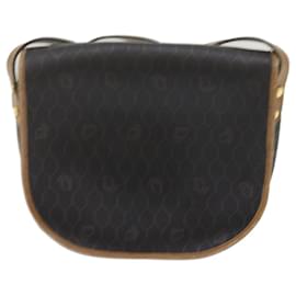 Christian Dior-Christian Dior Honeycomb Canvas Shoulder Bag PVC Black Auth bs11016-Black