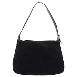 Fendi-FENDI Mamma Baguette Shoulder Bag Suede Black 2308 26325 089 Auth bs11079-Black