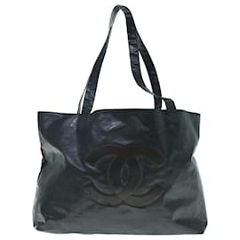 Chanel-CHANEL Shoulder Bag Patent Leather Black CC Auth bs11314-Black