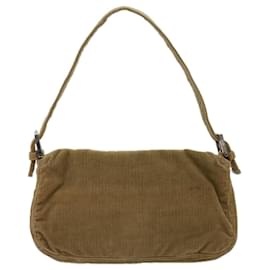 Fendi-FENDI Mamma Baguette Shoulder Bag Corduroy Brown 2220 26424 009 Auth am5474-Brown