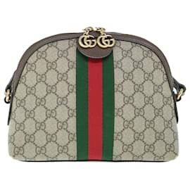 Gucci-GUCCI GG Ophidia Web Sherry Line Shoulder Bag Beige Red Green 499621 Auth am5421-Red,Beige,Green
