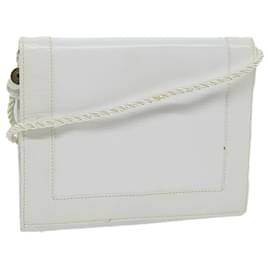 Fendi-FENDI Shoulder Bag Leather White Auth 61891-White
